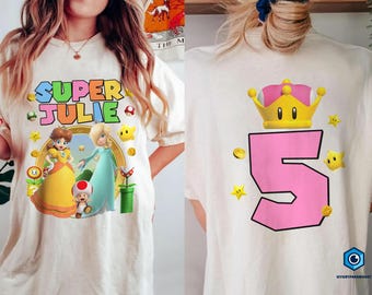 Custom Daisy And Rosalina Birthday Shirt, Super Mario Princess Birthday Party, Gift for Kids, Birthday Kids Shirt, Mario Birthday Shirt