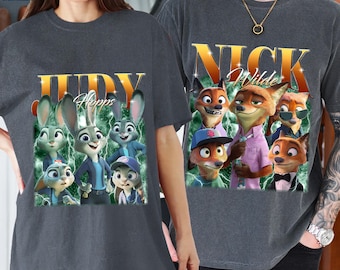 Nick Wilde and Judy Hopps Bootleg Shirt, Zootopia Nick Wilde Judy Hopps Retro Comfort Color T-Shirt, Valentine Gift, Couple Shirts
