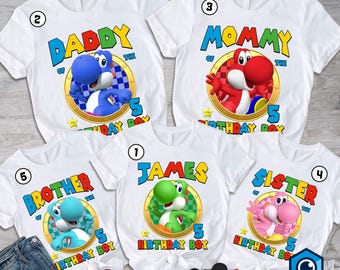 Custom Super Mario Bros Birthday Shirt, Disneyland Super Mario Shirt, Family Birthday Shirt, Super Mario Bros Shirt,Mario Yoshi Birthday Tee