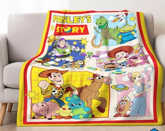 Personalized Toy Story Blanket | Custom Name Toy Story Fleece Blanket | Woody Buzz Lightyear Blanket | Birthday Gift | Custom Name Blanket