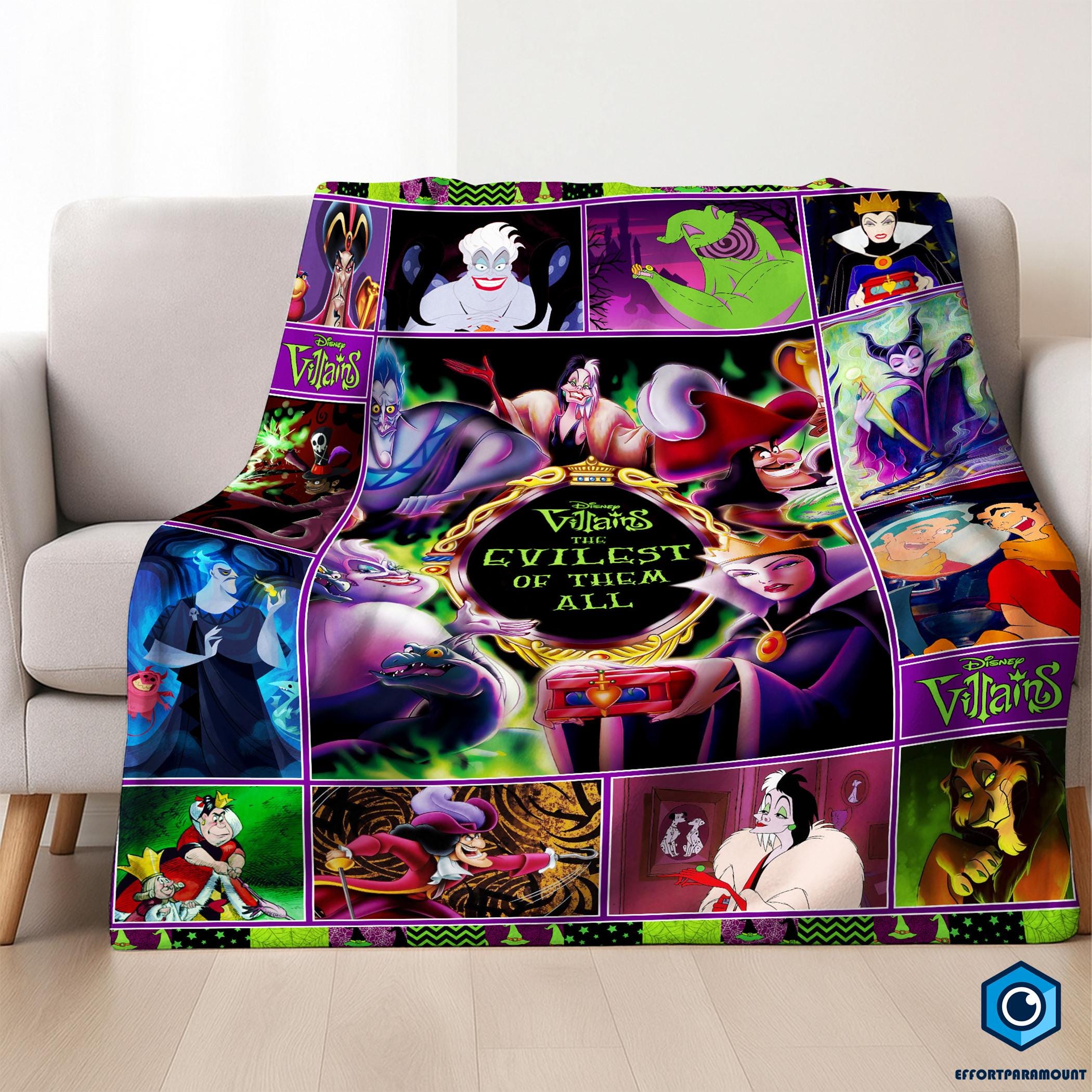 Discover Villains the Evilest of them All Fleece Blanket | Maleficent Evil Queen Ursula | Disneyworld Villains Blanket
