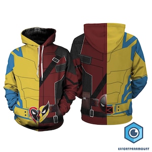 Deadpool Wolverine 3D Full Over Print Hoodie, Wolverine Cosplay Shirt, Xmen Superhero Sweatshirt Hoodie, Deadpool Cosplay Sweatshirt