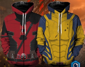 Deadpool and Wolverine Full Over Print Hoodie, Deadpool 3 Shirt, Deadpool Wolverine Superhero Cosplay Sweatshirt Hoodie, Deadpool Movie