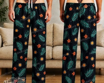 Pantalones de pijama de playa personalizados para hombre, pantalones con estampado de ropa interior falsa, pijamas de verano divertidos, regalo original para vacaciones para hombres