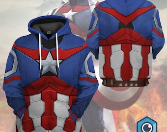 Sam Wilson Captain America Full Over Print 3D Hoodie, Captain America Cosplay Shirt, Avengers Superhero Sweatshirt, Captain America Shirt