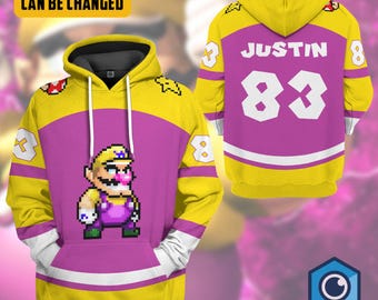 Custom Wario Halloween Cosplay Hoodie, Wario Costume Shirts, Super Mario Hoodie, Video Games Merch, Mario Bros Shirt, Halloween Costume