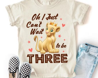 Oh, je ne peux pas attendre d'avoir trois ans, chemise Simba 3e anniversaire pour enfants, chemise Animal Kingdom, chemise Disneyland Safari, t-shirt troisième anniversaire Disneyworld