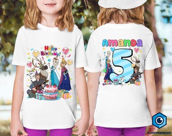Custom Frozen Birthday Shirt, Elsa Birthday Girl T-Shirt, Princess Anna Birthday Shirt, Disneyland Birthday Trip Tee, Kid Birthday Shirt