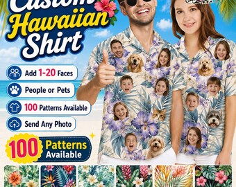 Custom Father Hawaiian Shirt, Personalized Add Face Hawaiian Shirt, Personalized Family Face Shirt, Funny Beach Outfit