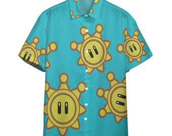 Chemise hawaïenne Super Mario Star, Wario Super Mario Halloween Cosplay chemise hawaïenne tropicale, chemise hawaïenne d'été, chemise hawaïenne homme