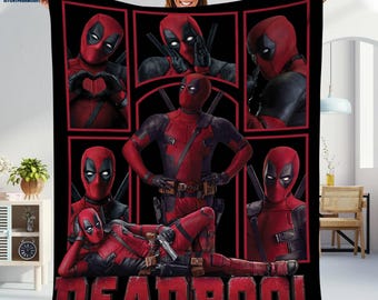 Deadpool Fleece Blanket, Avengers Blanket, Superhero Fan Quilt Blanket, Deadpool Blanket, Deadpool 3, Superhero Blanket for Sofa