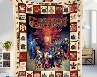 Dungeons And Dragons DnD Game Fan Lover Blanket, Dungeon and Dragon Blanket,Dnd Gift,Dnd Blanket Fans Gifts, DnD Game Fan Love Blanket