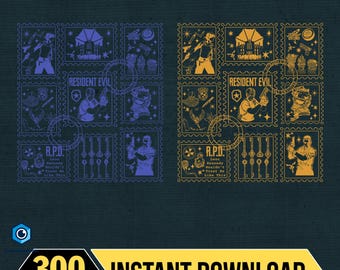 Resident Evil Stamps Art PNG| Video Game PNG| Leon Kennedy File| RE 4 Download| Leon Kennedy | Albert Wesker Digital