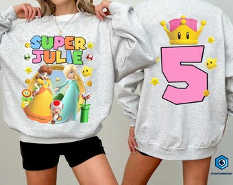 Super Mario Birthday Kids Shirt, Daisy And Rosalina Princess Birthday Shirt, Custom Mario Shirt, Super Mario Family Birthday Party Shirt