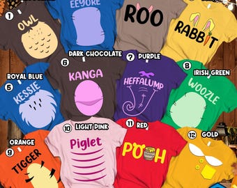 Winnie The Pooh Costume Shirt, Piglet Costume Eeyore Costume Shirt, Tigger Costume Shirt, Pooh Bear Shirt, Family Halloween Costume Shirt