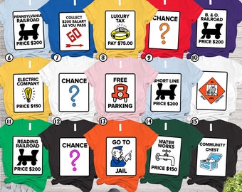 Monopoly Game Matching Costume Shirt | Family Friends Matching Cosplay Shirt | Funny Game Cards Group Shirt | Office Halloween Costume