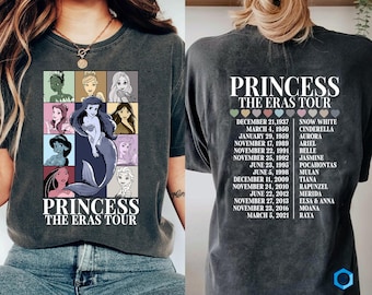 Camiseta de la gira de las Princesas The Eras, camiseta de las Princesas de Disneyland, camiseta de la gira de las Princesas Ariel, camiseta de viaje de chicas a Disneyland, merchandising de la gira de las Eras