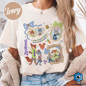 Camiseta con lazos de Zootopia: Camiseta de Judy Hopps y Nick Wilde, Camiseta retro de Zootrópolis Disney, Camiseta del viaje familiar de WDW 2025 imagen 1
