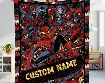 Personalized Superhero Blanket | Spiderman Fleece Blanket | Spiderman Birthday Theme Party | Spiderman Blanket for Kids
