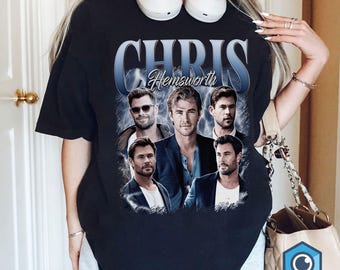chemise Chris Hemsworth vintage, chemise Chris Hemsworth, chemise d'acteur Chris Hemsworth, cadeaux pour les fans de Chris Hemsworth