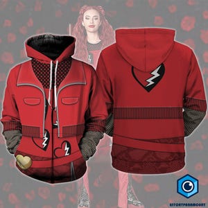 Descendants Red All Over Print Hoodie, Descendants The Rise of Red Costume, Descendants Halloween Cosplay Costume, Disneyland Halloween