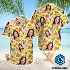Custom Hawaiian Shirt With Face, Custom Face Hawaiian Shirt For Man Woman, Hawaiian Unisex T-Shirt, Summer Party Shirt, Family Trip Outfit