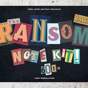 Kit de nota de resgate com letras recortadas