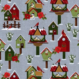 Henry Glass YARD Sheltering Snowman Cardinal Word Pendant Christmas Fabric 