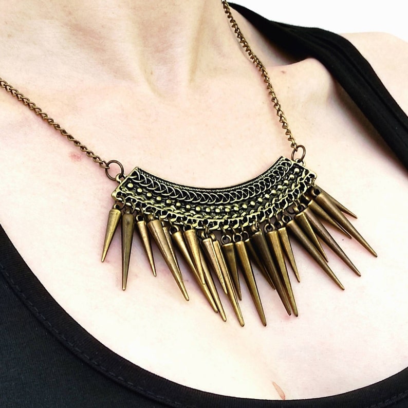 Spike Necklace Statement Spikes Necklace Gothic Spiky Etsy