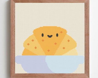 Happy Croissant - Counted Cross Stitch Pattern