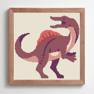 Spinosaurus / Dinosaurios / Patrón de punto de cruz contado / Descarga instantánea en PDF