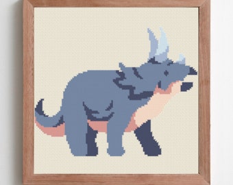 Triceratops | Dinosaurs | Counted Cross Stitch Pattern | Instant PDF Download