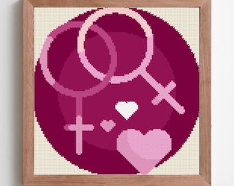 Lesbian Love | Pride | Counted Cross Stitch Pattern | Instant PDF Download