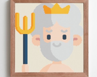 Poseidon - Greek God - Cross Stitch Pattern