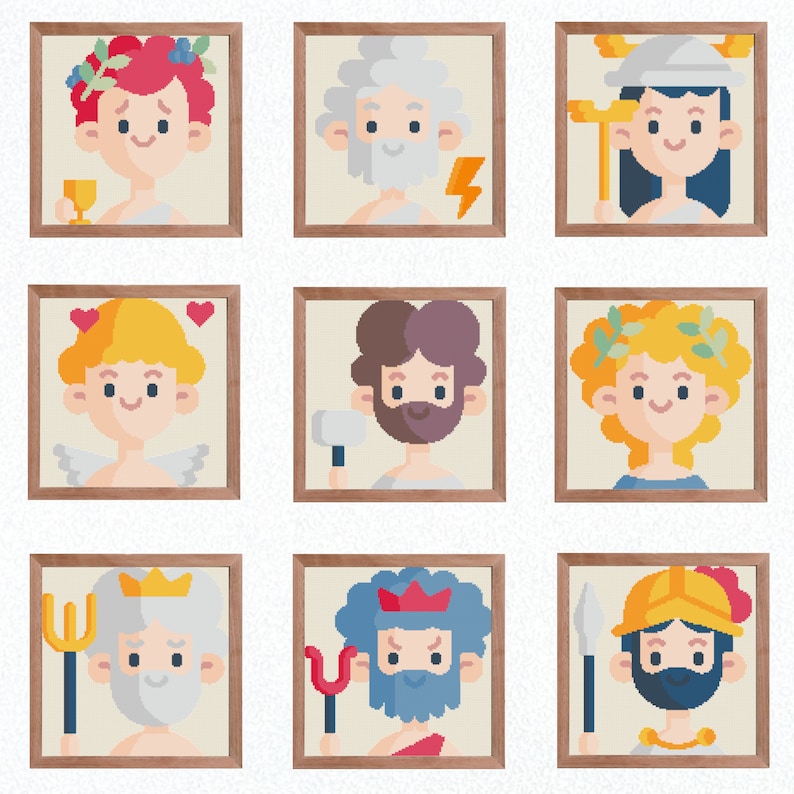 Greek Gods Pack Cross Stitch Patterns Etsy