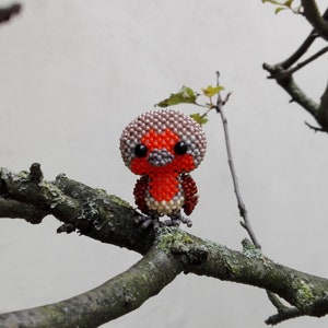 3D Beading Beaded Animal Big Head Robin PDF Pattern in English/ Perlentier Big Head Robin - PDF pattern in German