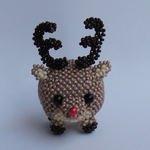 3D Beading Beaded Animal Bauble Reindeer PDF Pattern eng/ Perlentier Pummelz Reindeer PDF Tutorial de
