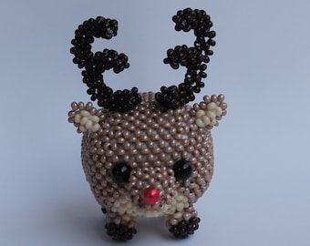 3D ビーズ ビーズ動物安物の宝石トナカイ PDF パターン eng/ パール アニマル パメルツ トナカイ PDF 説明書