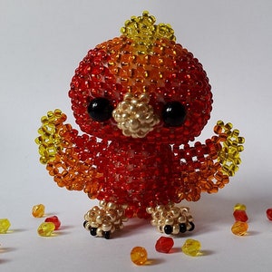 3D Beading Beaded Animal Big Head Phoenix Pattern in English /Perlentier Big Head Phoenix PDF instructions in German