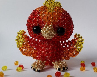 3D Beading Beaded Animal Big Head Phoenix Pattern in English /Perlentier Big Head Phoenix PDF instructions in German