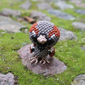 3D Beading Beaded Animal Big Head Sparrow PDF Pattern in English/ Perlentier Big Head Spatz - PDF Instructions in German