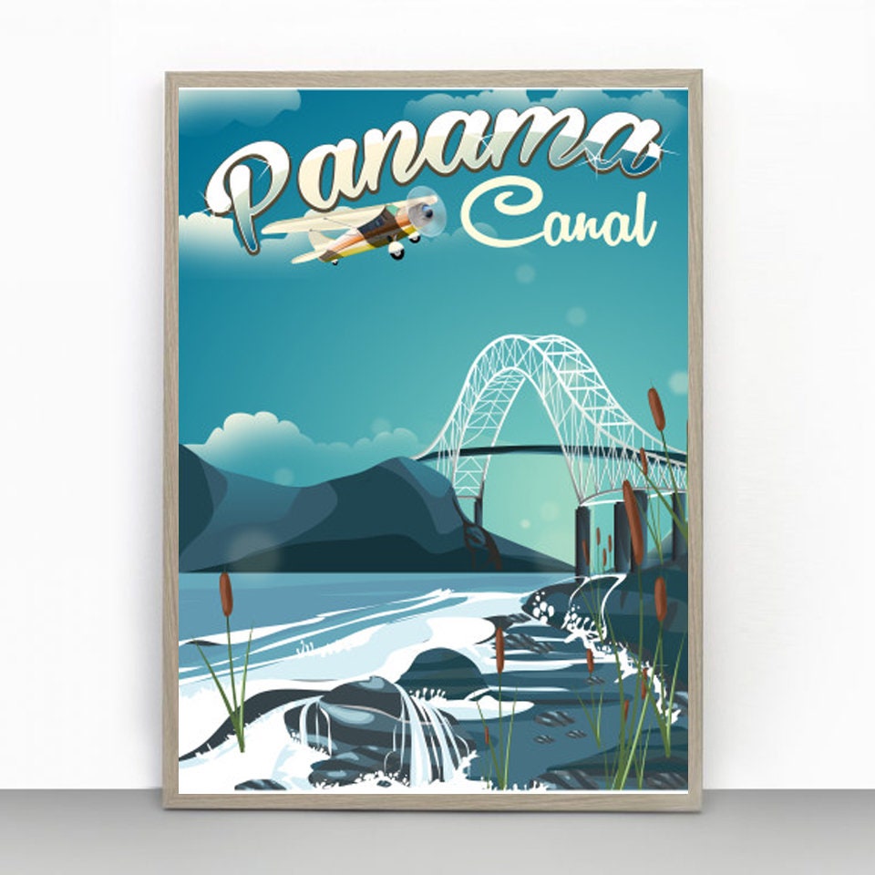 Panama Canal travel poster Etsy