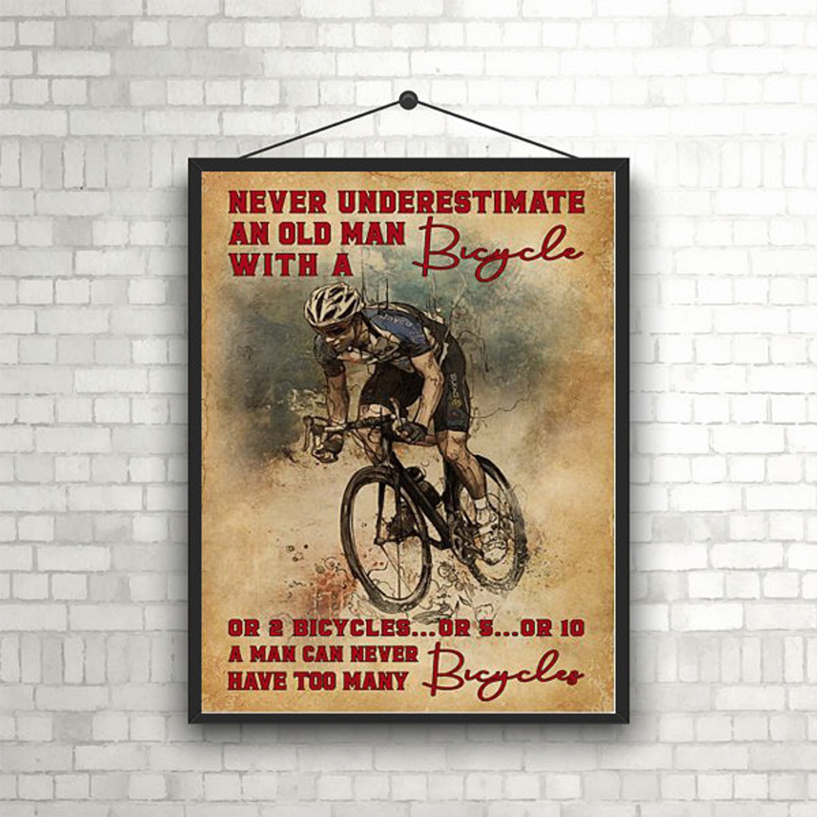 Never Underestimate An Old Man With A Bicycle Poster | Etsy