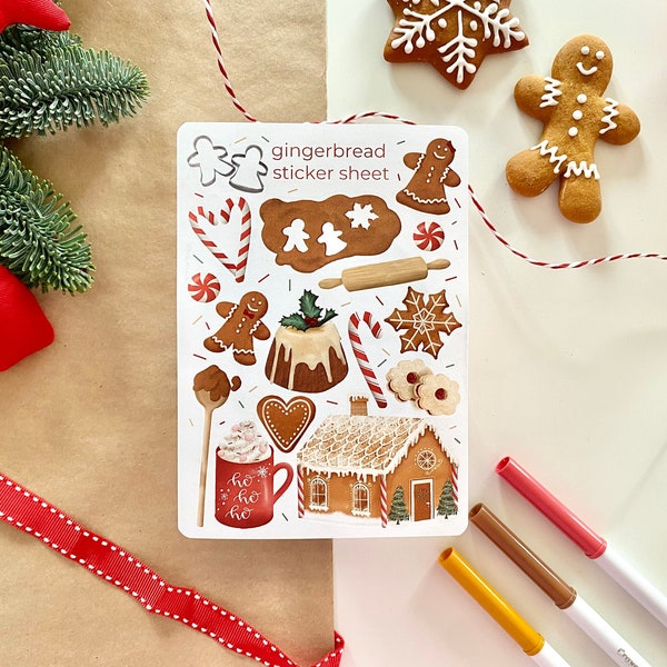 Sticker Sheet - Gingerbread | Bullet Journal Sticker, Holiday sticker sheet, Christmas stickers, baking stickers, gingerbread stickers