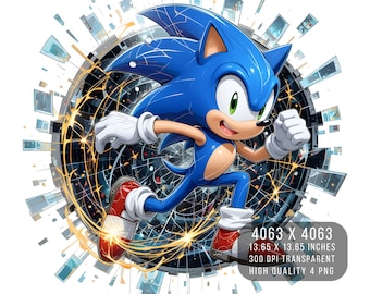 Sonic Hedgehog PNG – Sublimation Design, High Resolution (Digital Download)