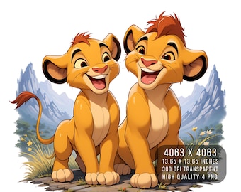 Watercolor Lions PNG – Digital Illustration, Sublimation Design (Digital Download)