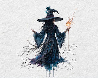 Witch Magic Clip Art Bundle, Watercolor Fantasy JPGs (Digital Download)