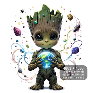 4 PNG Baby Groot Przezroczysty Clipart Cyfrowy projekt PNG plik do sublimacji - Wysoka rozdzielczość - Natychmiastowe pobranie cyfrowego PNG