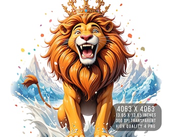 Lion King PNG – Watercolor Splash Sublimation Design (Digital Download)