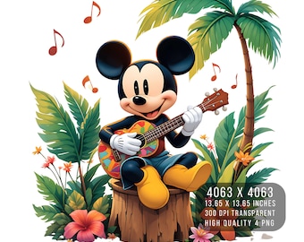 Mickey Mouse Watercolor Splash PNG – Tropical Digital Design (Digital Download)